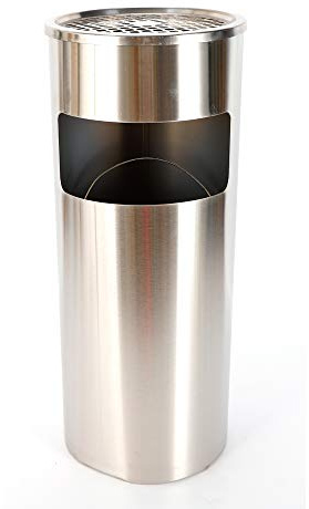 Futchoy 30L Poubelle avec Conteneur à déchets Supérieur Amovible Cendrier sur Pied avec Seau Intérieur pour Intérieur/extérieur - Argenté