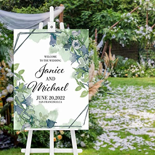 Welcome to Our Wedding Poster Cartello di benvenuto in legno Welcome to Our Wedding Sign Floral Wedding Sign Cerimonia per matrimonio 60 x 40 cm