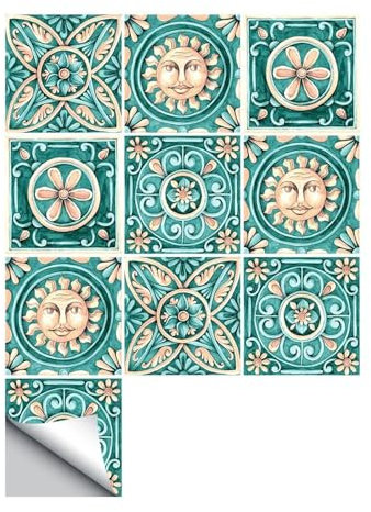 Funlife selbstklebende Fliesenaufkleber Wandsticker für Küche, Badezimmer,Rückenwand, PVC, mit Schutzschicht, kratzfest, wasserdicht, Fliesenfolie, 20x20 cm, 10 Stück, Italien