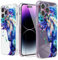 Roemary Purple Phone Case for iPhone 14 Pro with Blue Horse Design, Watercolor Pattern, Screen Protector [Buffertech 6.6 ft Drop Impact] Soft TPU Protective Case 6.1''