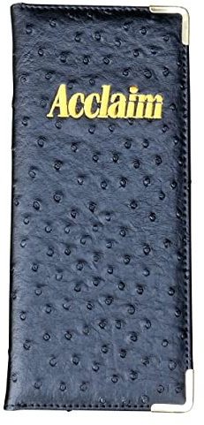 Acclaim Rigid Lawn Bowls Bowling Scorecard Holder Lightly Padded Synthetic Leather Look Textured Finish 23 cm x 10 cm with Spring Clip & Pen Loop (Black)
