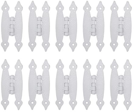 Pastlla 10 bisagras de gabinete – Bisagras en H antiguas, acero laminado en frío, accesorios decorativos planos para gabinete, armario, joyero, puerta, color blanco, 3.5 pulgadas