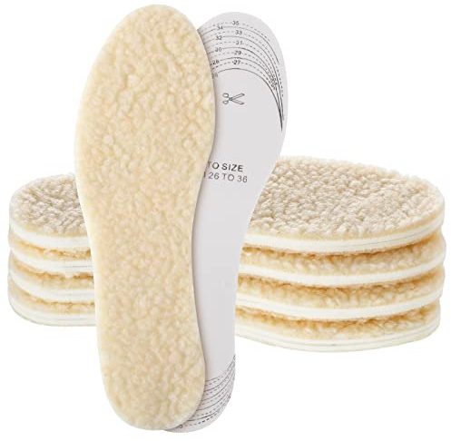 5 Paar Kinder Winter Einlegesohlen aus Lammwolle Natürlich Latex Wintersohlen Thermo Schuheinlagen Dicke Warme Lammwoll Sohlen für Kinder Größe 26-35, Zuschneidbar
