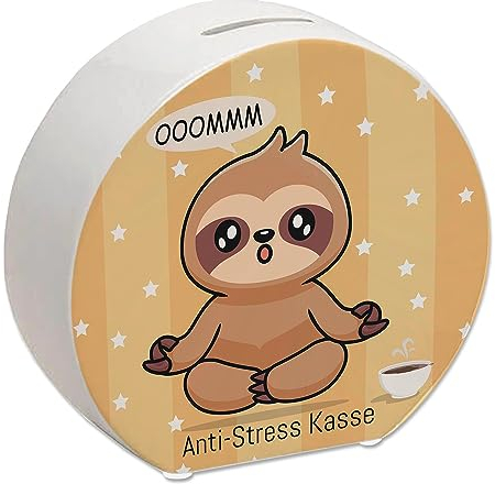 Faultier Spardose - die niedliche Kasse gegen Stress Sloth Sparkasse für alle die den Alltag etwas entspannter angehen und Geld sparen wollen Meditation Yoga