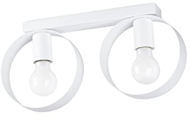 SOLLUX Lighting SL.1135 LED-Deckenleuchte für Wohnzimmer, legierter Stahl, E27-Fassung, weiß, 60 Watt, 34 cm x 12 cm x 13 cm