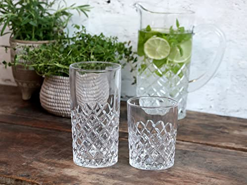 Chic Antique Longdrink Wasser Softgetränke Glas Lorient Glas m. Diamantenschliff 400 ml (6)