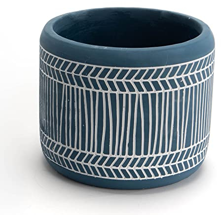 Amadeus - Cache Pot Bleu à Lignes Grand modèle