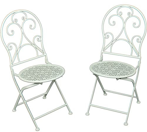 VARILANDO Dekorative Gartenmöbel-Serie, Gartentisch, Gartenstühle im 2-er Set, Gartenbank, komplette Sitzgruppe im Nostalgie-Look (Set 2 - Tisch, Bank und 2 Stühle)