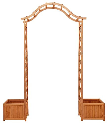 Garten-Pergola mit Blumenkasten, XIAOGUANG Rosenbogen, Rankgitter, Rankhilfe, Spalier, Garden Arch, Gartenbogen, Gartenpergola, Massivholz Tanne