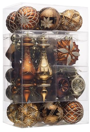 Valery Madelyn Adornos de árbol de Navidad de 90 Quilates para Interiores y Exteriores, decoración Colgante Vintage de Bronce, Colgantes de plástico inastillables para Fiesta de Navidad, Corona,