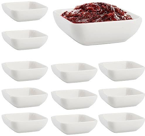 Nizirioo Juego de 12 cuencos cuadrados para salsas, cuencos de postre, 7,3 x 2,7 cm, para aperitivos, sushi, salsas, salsas de soja, guarniciones y frutas