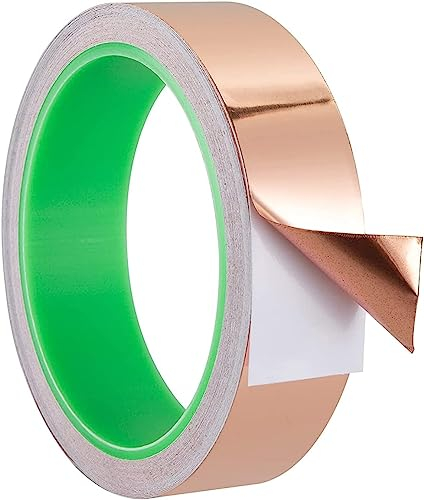 Encuryna Kupferband Gegen Schnecken 30mm x 25m, Schneckenschutz für Hochbeete, Kupferband Selbstklebend, Kupferfolieband EMI Abschirmband, Kupferband Gegen Schneckenband für Gärten Hochbeet Pflanzen