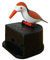 Zahnstocherspender, Automatischer Vogel-Zahnstocherkasten, Vogelspecht-Zahnstocherspender, Tisch-Zahnstocherbox, Aufbewahrungsbox, Tragbare Heim- und Küchendekoration (Orange)