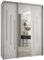 MEBLE KRYSPOL Davos 9 200 Schlafzimmerschrank mit DREI Schiebetüren - Moderner Aufbewahrungsschrank mit Spiegel, Kleiderstange und Regalen - 235,2x200x45 cm - Weiß Weiß Silber