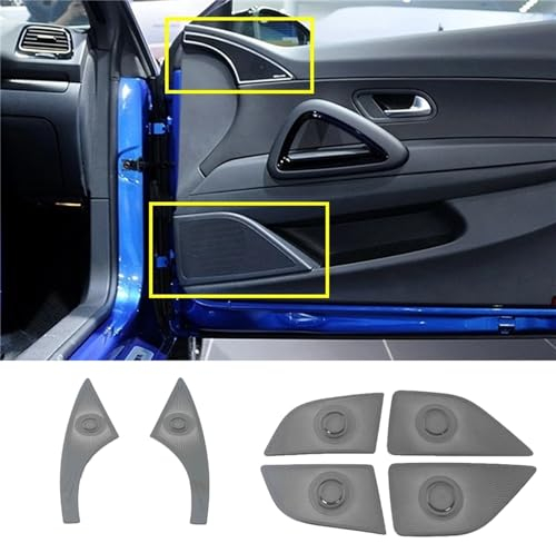KUENCE Dekorativer Aufkleber Für Rahmen Horn Für Auto Pfosten Auto Interieur Zubehör Für VW Scirocco R 2015-2021,Aufkleber Dekoration,F-SS Black 6pcs