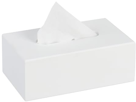 Relaxdays Taschentuchbox, Kosmetiktücherbox, eckige Tuchbox Taschentücher, HBT: 9x25x15 cm, Kosmetiktuch Spender, weiß