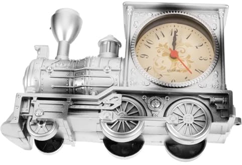 Ciieeo Lustiger Wecker als Eisenbahnmodell aus ABS mit Leichtem Design | Wohn und Studentenzimmer, Silberne Deko, Zufälliges Zifferblatt, Kreativ, Kompakt Zufälliger Stil