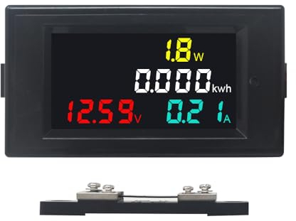 KETOTEK Digitale Amperometro Voltmetro DC 14-600V 50A con 50A Shunt LCD Misuratore di Tensione 4 in 1 Misuratore di Pannello Volt Amp Watt Metro Tester di Corrente di Tensione