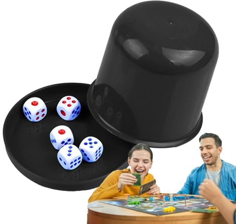 Set di dadi e dadi | Set di tazze per dadi | Coppa di dadi in pelle, tazze di dadi per giochi da tavolo, Set di dadi con tazze cubo, Shaker per dadi da poker, cubetti personalizzati Setm Cube con