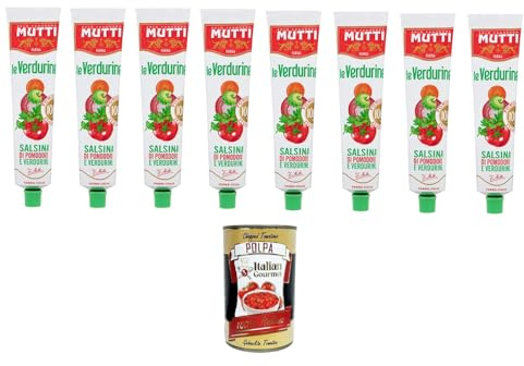 Italian Gourmet Le Verdurine Salsina di Pomodoro e Verdurine 8 x 130g Sauce | condimento pronto con ortaggi, cremoso, delicato; milder Geschmack für, Gesamtnettogewicht 1,04 kg + Kostenlos Polpa 400g