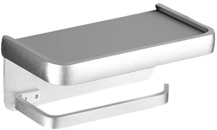 Porte-Papier hygiénique Noir étagère de Rangement Multifonction pour Salle de Bain Porte-Rouleau de Papier, Argent, Tige