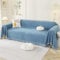 Royhom Couch Überzug 2/3/4 Sitzer, Sofa Überzug Ecksofa, Sofabezug L Form, Chenille Sofaüberwurf, Couch Überwurf mit Deko Quasten, Blau Sofa Überwurf(Rein Saphirblau, 180x260cm)