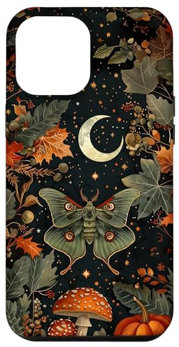 Aesthetic Cottagecore Fall Luna Moth Witchy Celestial Moon Case for iPhone 14 Pro Max