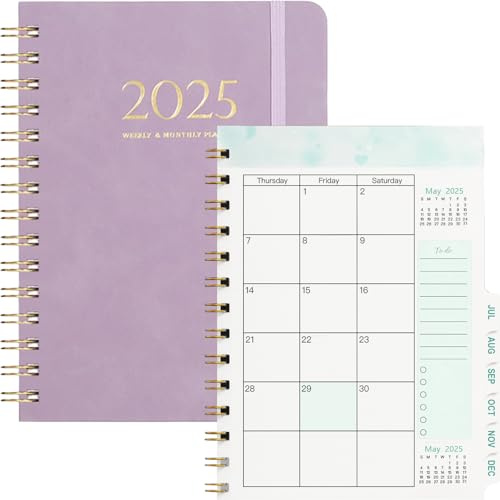 Studienplaner 2025 A5, 2025 Terminplaner mit Softcover (Jan.2025-Dez.2025) mit FSC®-Zertifiziertem Papier. Schüler-Tagebuch, Schülerplaner, Hausaufgabenheft -Lila