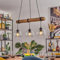 HOFSTEIN Pendelleuchte Koyoto, 3-flammige Hängelampe aus Metall/Holz/Glas in Schwarz/Natur/Klar, Hängeleuchte im Boho-Design mit Glasschirmen, Holzbalken, max 150cm, E27, Esszimmer, Wohnzimmer, Küche