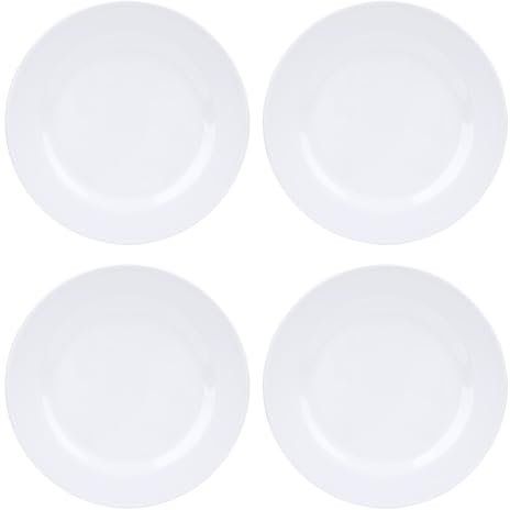Ensemble de 4 Assiettes Rondes en Mélamine Blanche à Salade, Assiettes Légères de 9 Pouces pour les Repas, Apéritifs, Desserts, Idéales pour les Dîners de Famille, les Fêtes, le