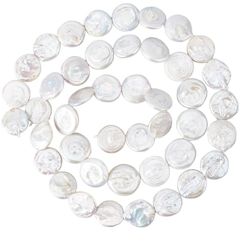Hobbspring 1 hebra de perlas de agua dulce hebra 16mm concha color perla barroca perlas sueltas irregulares planas redondas cultivadas Keshi perlas para joyería collar pendientes