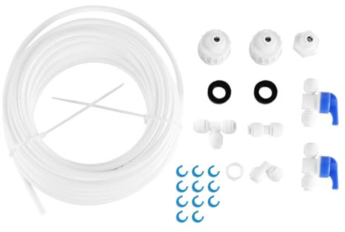 Ieron 10m Water Inlet Pipe Universal Connection Set with Hose Clamp for Refrigerator Side by Side Fridge Hose Reverse Osmosis System Drinking Water 6.35 mm (1/4 Inch)