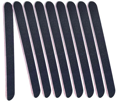 Transun Moo Mini limas de uñas a granel, paquete de 9 unidades desechables de doble cara de 7 pulgadas de grano 100/180, herramientas de manicura y pedicura (9)