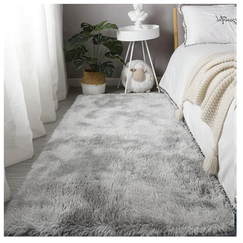 GOUSANG Shaggy Teppich 300 x 400 cm Flauschige Langflor Teppiche Lammfellimitat Teppich Longhair Kunstfell Dekofell in Super Sofa Matte Longhair Fell, Hellgrau