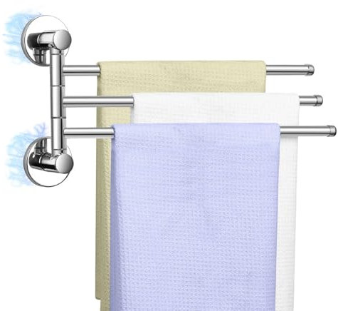 Magnetic Swivel Towel Rack, Stainless Steel 3-Arm Towel Bar, Magnetic Paper Towel Holder for Fridge,Magnetic Towel Racks for Bathroom Kitchen Organizers and Storage