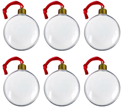 FSSTUD 6 Pcs Christmas Photo Frame Baubles Clear Plastic Photo Baubles Transparent Photo Balls Xmas Tree Photo Hanging Ornaments Personalised Photo Decorations for Holiday Party