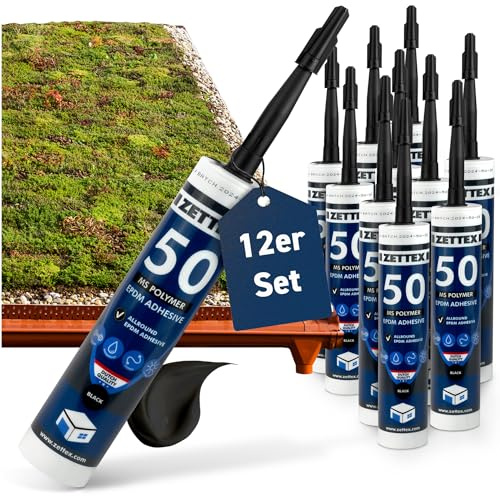 Zettex MS50 EPDM Abdichtungskleber – 12 x 290ml / elastischer EPDM Kleber für Dachabdichtungen/EPDM Folienkleber