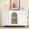 Elegante y sencillo aparador en forma de U en blanco puro con puerta de cristal y diseño de rebote para cocina, salón y comedor