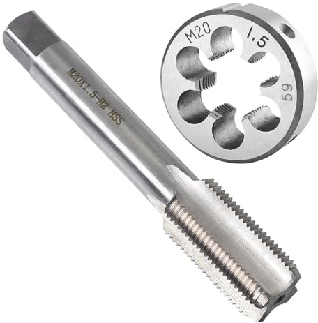 Teocpai Jeu de Tarauds et Filières M20 x 1.5 mm Taraud à Vis avec Filetage Rond pour Réparation D'écrous, De Boulons