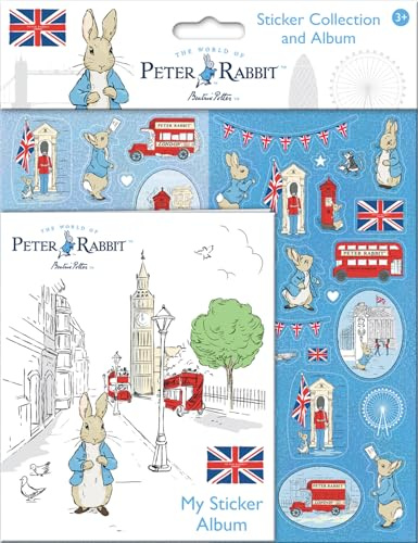 Peter Rabbit Sticker-Kollektion und Album, mit Londoner Szenen, offizielles Lizenzprodukt, wiederverwendbar auf nicht-porösen Oberflächen, ab 3 Jahren, Unisex, Geschenke, Mitgebsel, Scrapbooking