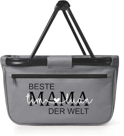 Einkaufskorb Beste Oma der Welt mit Name personalisiert - MAMA, MOM, TANTE, PAPA, OPA Geschenk faltbar