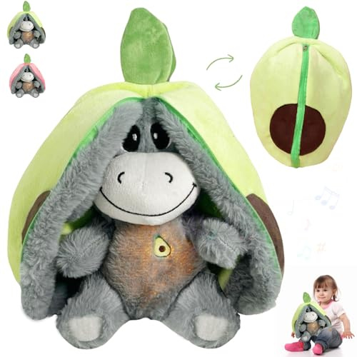 YOUYIKE Atmendes Kuscheltier Esel, Kuscheltier Das Atmet zum Einschlafen mit LED Musik, Kuscheltieresel Atembewegung Einschlafhilfe für Geschenk Spielzeug (Grün)