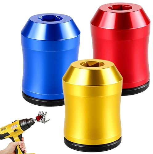 3Pcs Aluminium Alloy Magnetic Screw Rings, Universal Removable Bit Holder for Hex Screwdrivers & Power Drills - Strong Magnet Screwdriver Head for DIY Repair, Home Improvement & Woodworking