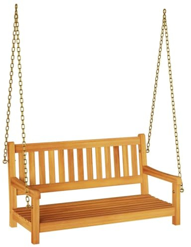 Makastle Schaukelbank, Hängebank zum Aufhängen, Gartenschaukel, Schaukel für Innenhof, Terrasse & Garten, Wetterfest, Braun 110x56x58.5 cm Massivholz Akazie