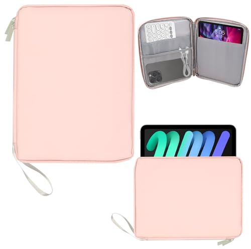 Housse De Tablette, 9-11 Pouces Tablette Housse，Étui pour iPad, 29 x 22 x 2 cm, avec Coussin Doux, étanche, Rangement de Compartiment, Convient pour Le Rangement des tablettes, Mini Clavier (Rose)