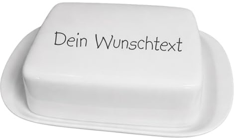 Butterdose Porzellan personalisiert mit Wunschtext – Handarbeit – Individuell beschrifteter Butterbehälter – Geschenkidee Küche, Frühstück & Haushalt