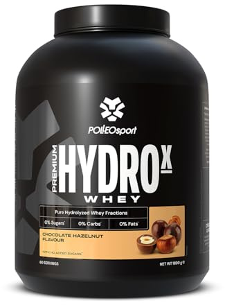 Polleo Premium HydroX Whey - Hydrolysiertes Whey Protein Pulver - 26 g Protein pro Portion - 0 g Zucker, Fett & Kohlenhydrate - 5 g BCAA & 4 g Glutamin (1800 g, Chocolate Hazelnut)