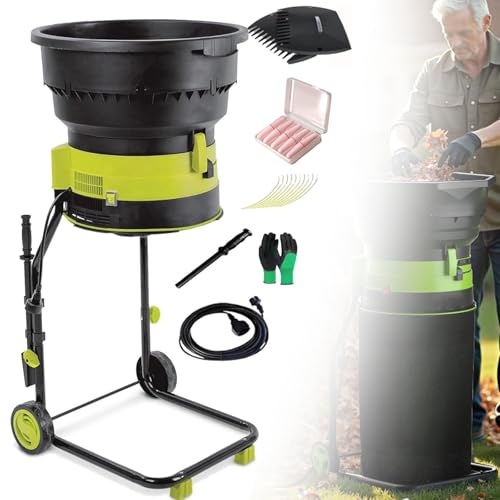 Trituratore elettrico per foglie con ruote e borsa per la pulizia del giardino