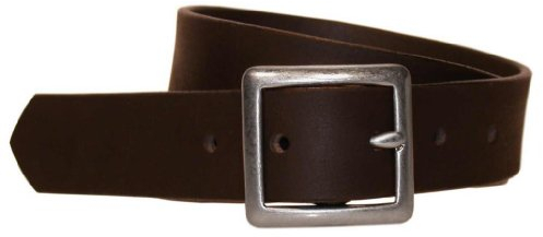 Bison Designs Ledergürtel aus genarbtem Wasserbüffelleder, 32 mm, Standardledergürtel mit stumpfer silberfarbener Schnalle (braun, 81,3 cm Taillenumfang)