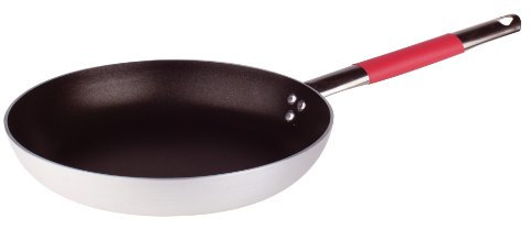 Pentole Agnelli Linea Cookware System Padella Svasata Bassa con Manico Tubolare Inox Cool, Diametro 24 cm, Argento/Rosso